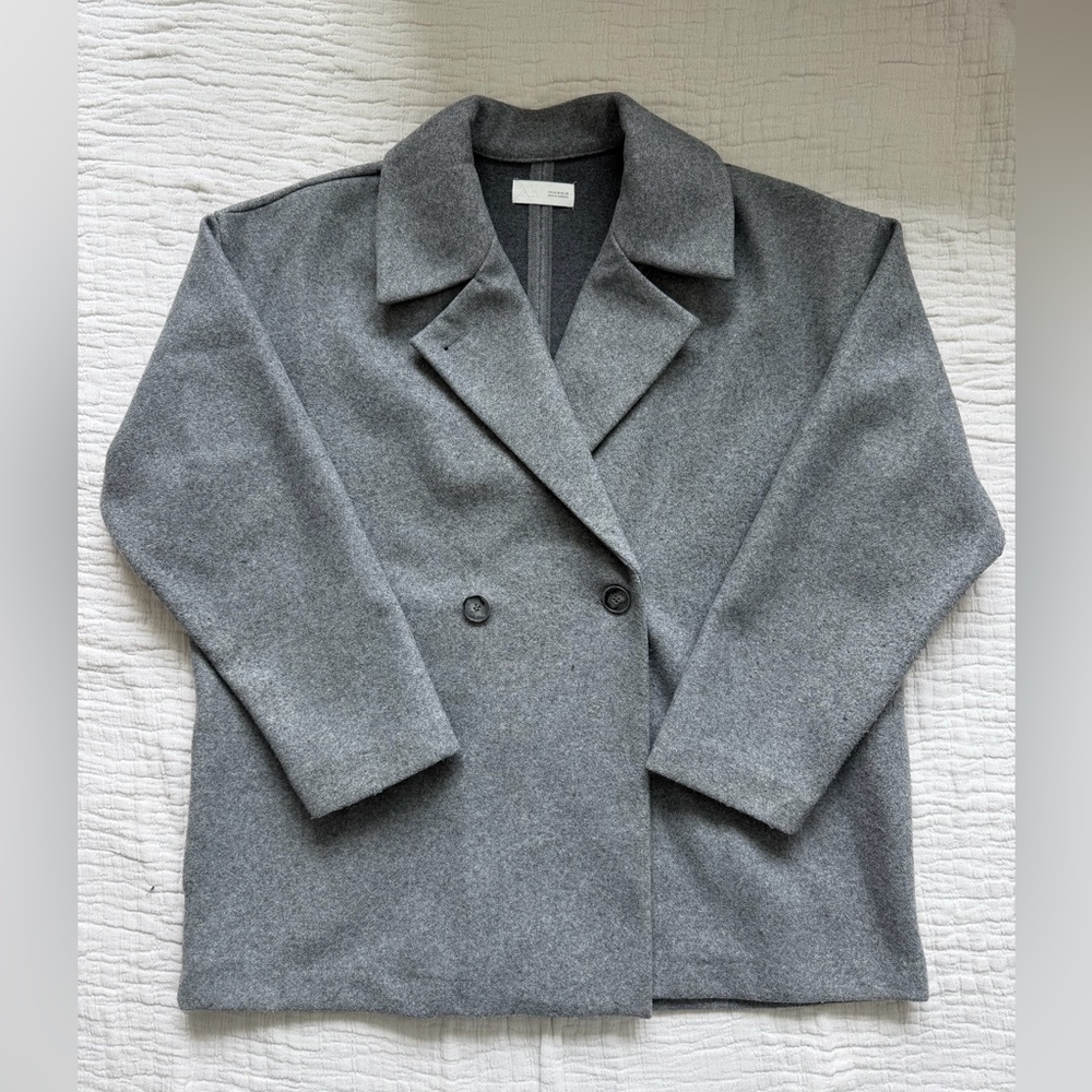 Zara oversized Gray Double-Breasted Women's Coat